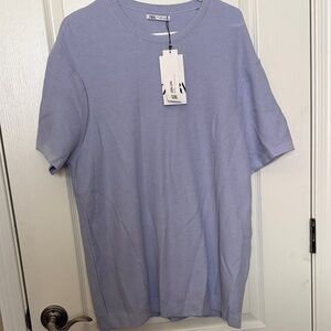 Zara Men's Light Blue Short Sleeve Tee